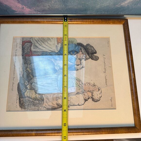 Isaac Cruikshank 1800s Hand Tinted Etching 'A Scrutinizing Customer' Framed - Picture 10 of 11